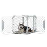 Diggs Evolv ash exterior dog crate showing slim space-saving design for medium dogs