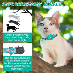 DILLYBUD cat collar with reflective stripe improves nighttime visibility.