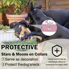 DILLYBUD leather dog collar pink side view shows adjustable buckle for growing pups.