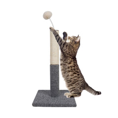 Dimaka cat-scratching-post-grey-full-stretch shows a grey post for full-body indoor stretches.