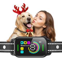Dinjoo bark collar with AI detection for quick bark analysis during walks.
