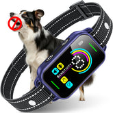 DINJOO dog bark collar front view with adjustable fit for all sizes.
