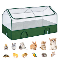 DINMO small animal playpen front view with green waterproof base for indoors.