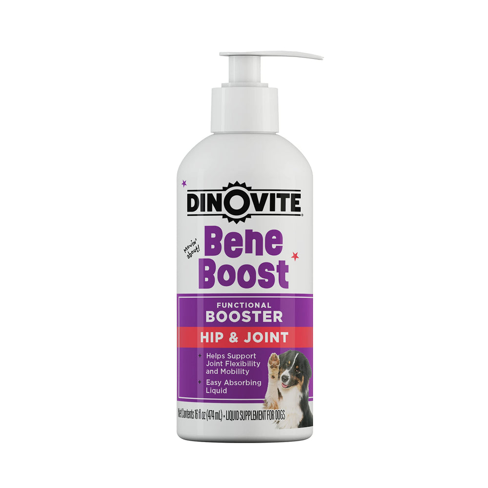 Dinovite BeneBoost bottle-pour for easy daily joint support.