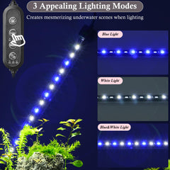 Dirvin IP68 submersible aquarium light closeup emphasizing full-submersion and even illumination.