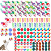 DIVINA VITAE 150pcs cat toys bulk pack with colorful springs for active play