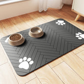 DK177 Pet Feeding Mat in striped dark gray shows anti-slip design for mess-free meals.