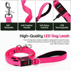 Dlitk rechargeable LED leash USB-charged for quick power during walks