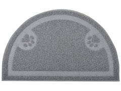 DM Cat Paw Print Litter Box Mat with soft surface reduces tracking.