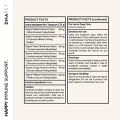 DNA PET organic mushroom blend ingredients emphasizing natural nutrition support for dogs