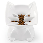 DNOYEUS small elevated slow feeder cat bowl with tilted design for comfortable dining