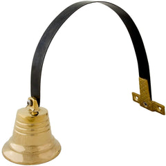 Dog Doorbell brass bell front view shows sturdy signaling for potty breaks