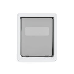 Dog Mate lockable large dog door secure panel closeup highlights controlled pet entry
