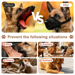 Dog Muzzle large with adjustable-strap delivers secure fit for grooming.