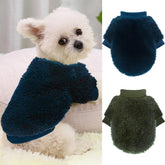 Dog sweater blue front view keeps tiny dogs warm on walks