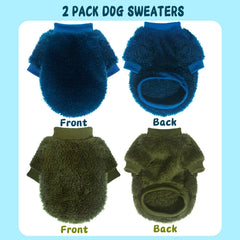 Dog sweater dark-green back view shows secure fit for small dogs
