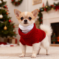 Dog Sweater wine-red XS back view highlighting snug fit for active small dogs