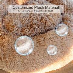 DogBaby donut bed close-up showing soft plush fur for snuggling.