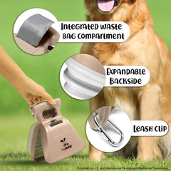 DogBuddy leash-clip pooper scooper attaches to leash for easy access
