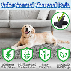 Dogcator charcoal dog pee pad laid flat at 28x34 size to protect floors during potty training.