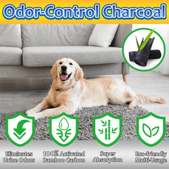 Dogcator Charcoal Pads display waterproof layer protecting floors during training.