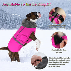 Dogcheer warm dog coat side view with buckles for easy on/off.