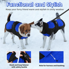Dogcheer waterproof dog coat blue reflective strips—enhanced visibility on night walks.