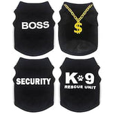 Dogclothes small black security shirt front view for comfortable everyday wear