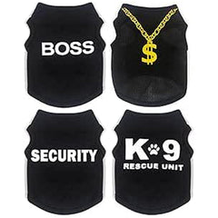 Dogclothes small black security shirt front view for comfortable everyday wear