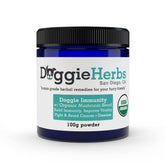 Doggie Herbs Immunity Blend bottle demonstrates seasonal support with herbal formulation
