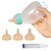 Doggiema puppy feeder bottle angled 45° supports comfortable nursing.