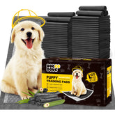 DOGGO DOUG charcoal puppy pads box 100 count for home training and odor control.
