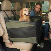 DOGGO Selection premium dog car seat hammock waterproof green keeps pets secure on long drives.