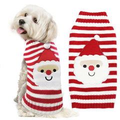 DOGGYZSTYLE Santa Claus dog sweater in red and white stripes for festive warmth.