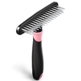 DOGI dog rake pink handle close-up for gentle grooming and reduced shedding
