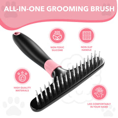 DOGI double-row stainless pins close-up highlights strong snag-free shedding relief