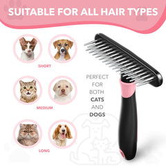 DOGI undercoat rake for dogs and cats close-up comfortable brushing session