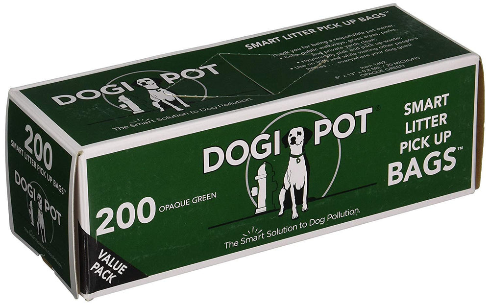 Dogipot litter bags 200-bags 2-pack packaging view for convenient on-the-go waste pickup.