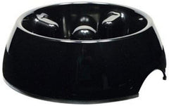Dogit Go Slow bowl side view in black reduces fast gulping during meals