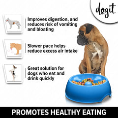 Dogit slow feeder bowl blue large top view highlights open bowl for meals.