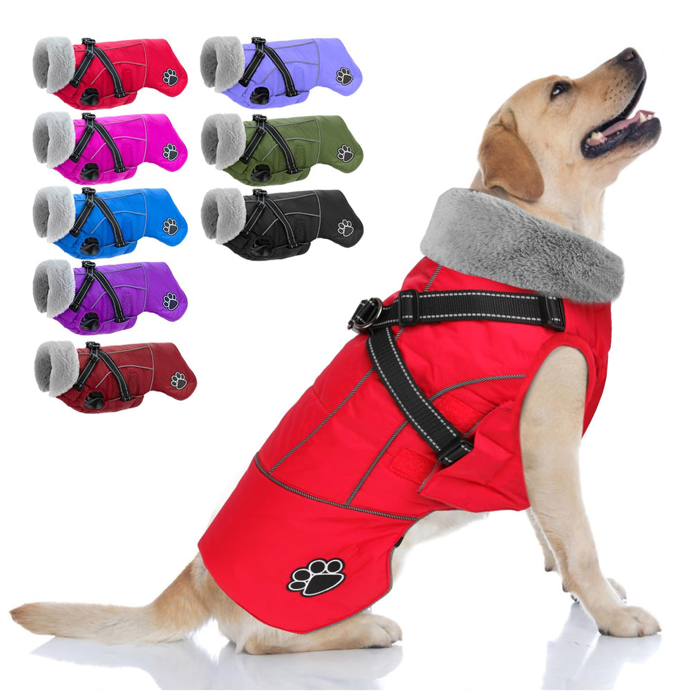 Doglay waterproof dog jacket with built-in harness for secure daily walks in rain