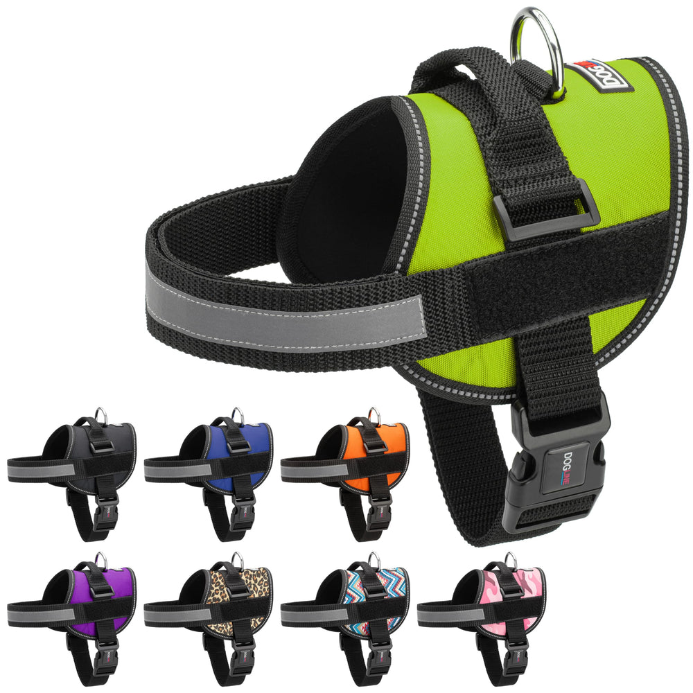 Dogline harness with reflective no-pull design improves nighttime visibility.