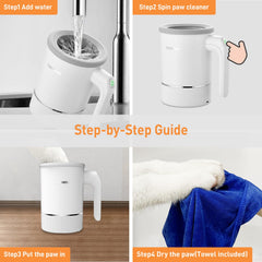 DOGNESS W02 one-handed-operation simplifies paw cleaning during bath time.