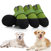 DOGOYS green outdoor dog shoes with traction for snowy surfaces.