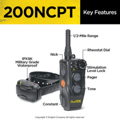 Dogtra 200NCPT level-lock switch prevents unintended stimulation changes