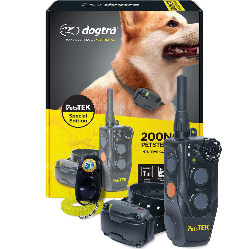 Dogtra 200NCPT remote transmitter shown for precise remote training up to half a mile
