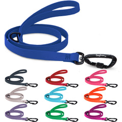 DogTraxs Essential Biothane leash cobalt blue close-up showing weather-ready finish