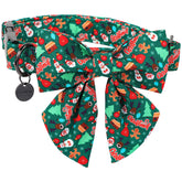 DOGWONG Christmas collar sailor bowtie close-up showing cotton and linen texture for daily wear
