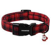 DogWong Christmas Plaid Dog Collar front view shows festive style and comfortable fit.
