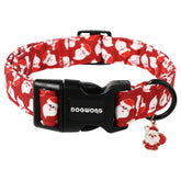 DOGWONG Christmas Red Santa collar buckle closeup showing durable hardware for holidays